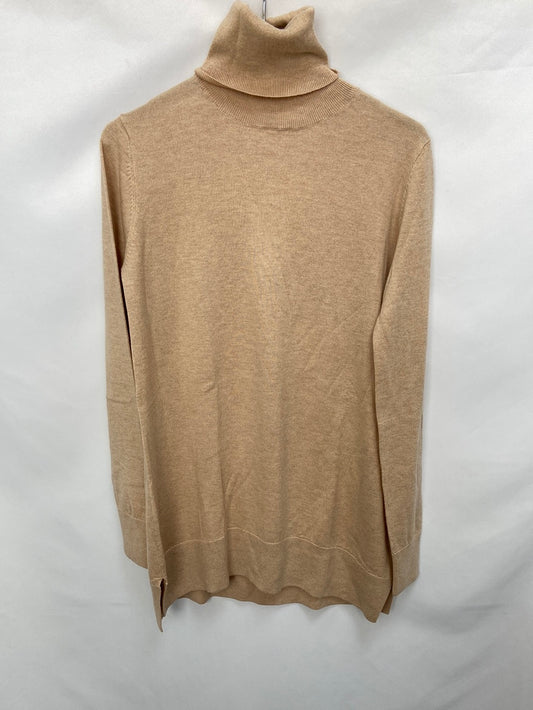 UTERQÜE. Jersey beige largo cuello vuelto T.s