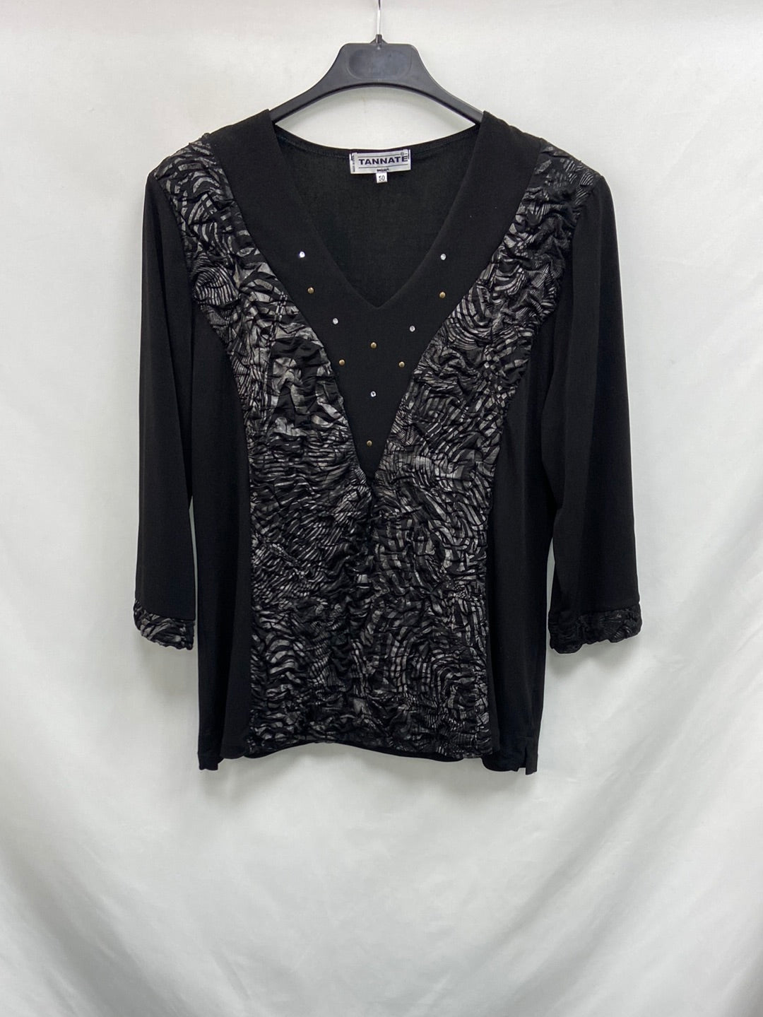 TANNATE.Top negro texturas T.50(M/L)