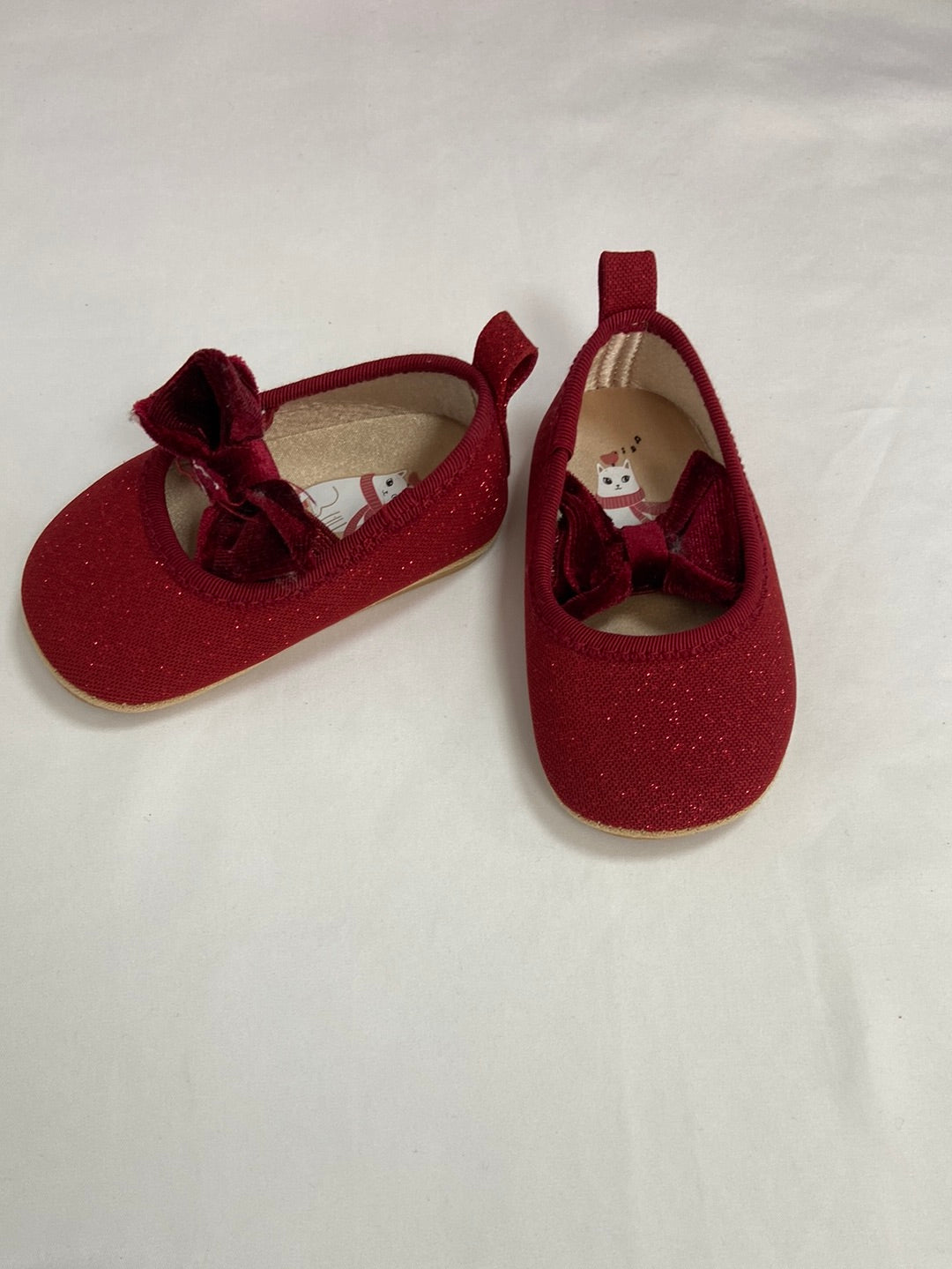 J&amp;M. Burgundy bow ballerinas S. 9 months