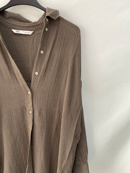 ZARA.Vestido camisero algodón T.m