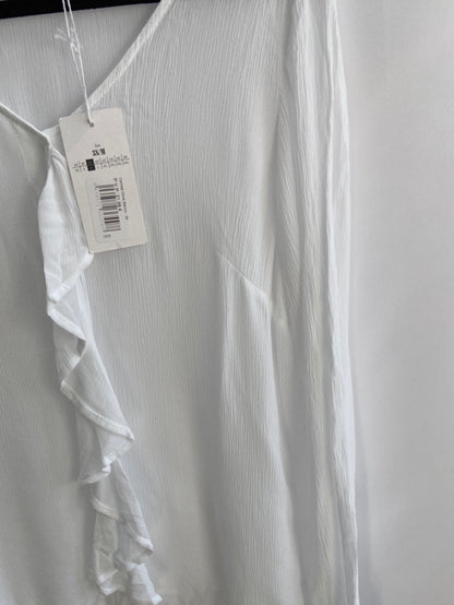 VALENTINA.Blusa blanca plisada T.m