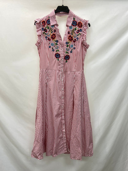 OTRAS.Vestido midi rayas bordado tu (s/m)