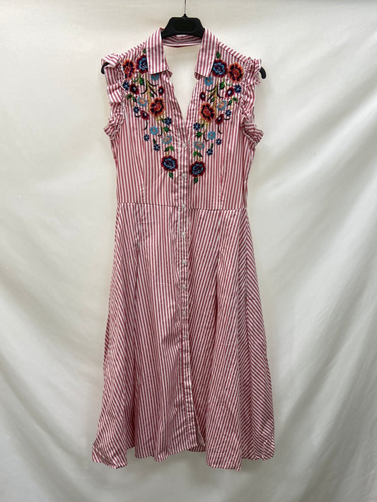 OTRAS.Vestido midi rayas bordado tu (s/m)