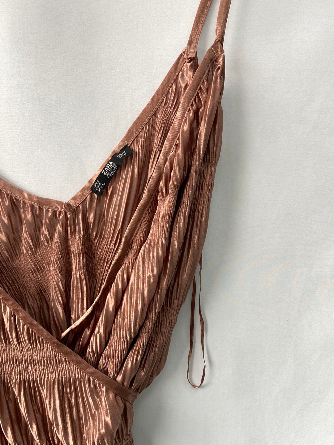 ZARA.Top rosa fruncido T.s