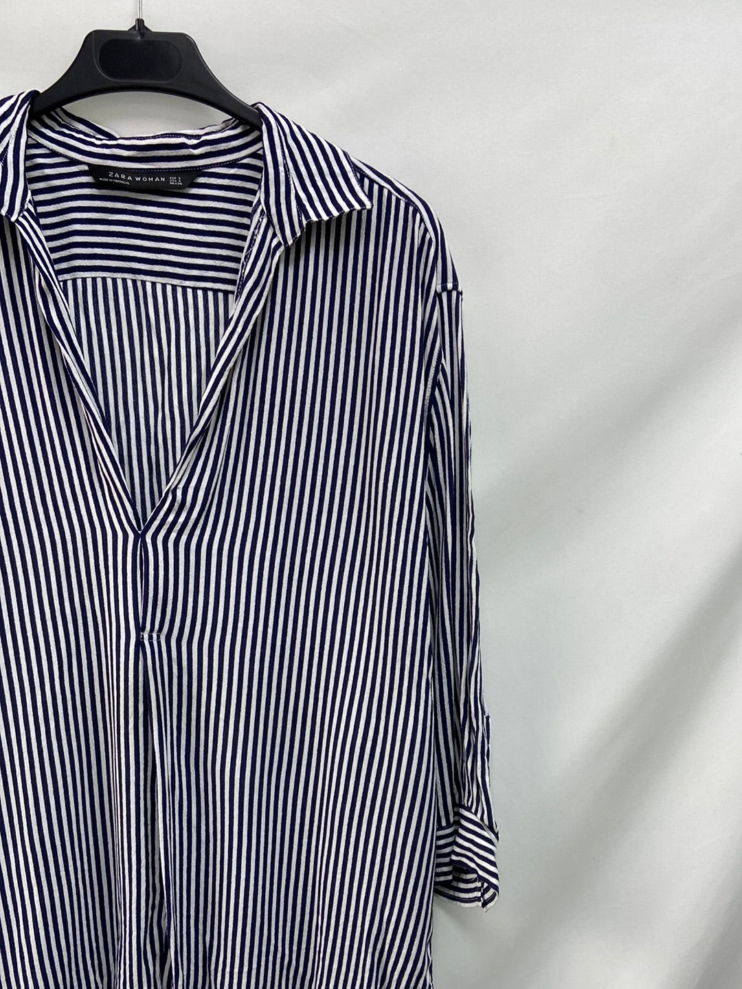 ZARA.Blue striped blouse Ts
