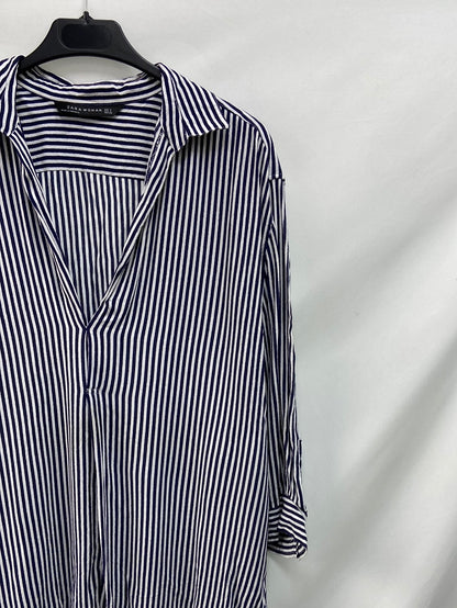 ZARA.Blue striped blouse Ts
