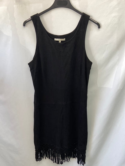 MAJE.Black suede dress with fringes S.2(m)