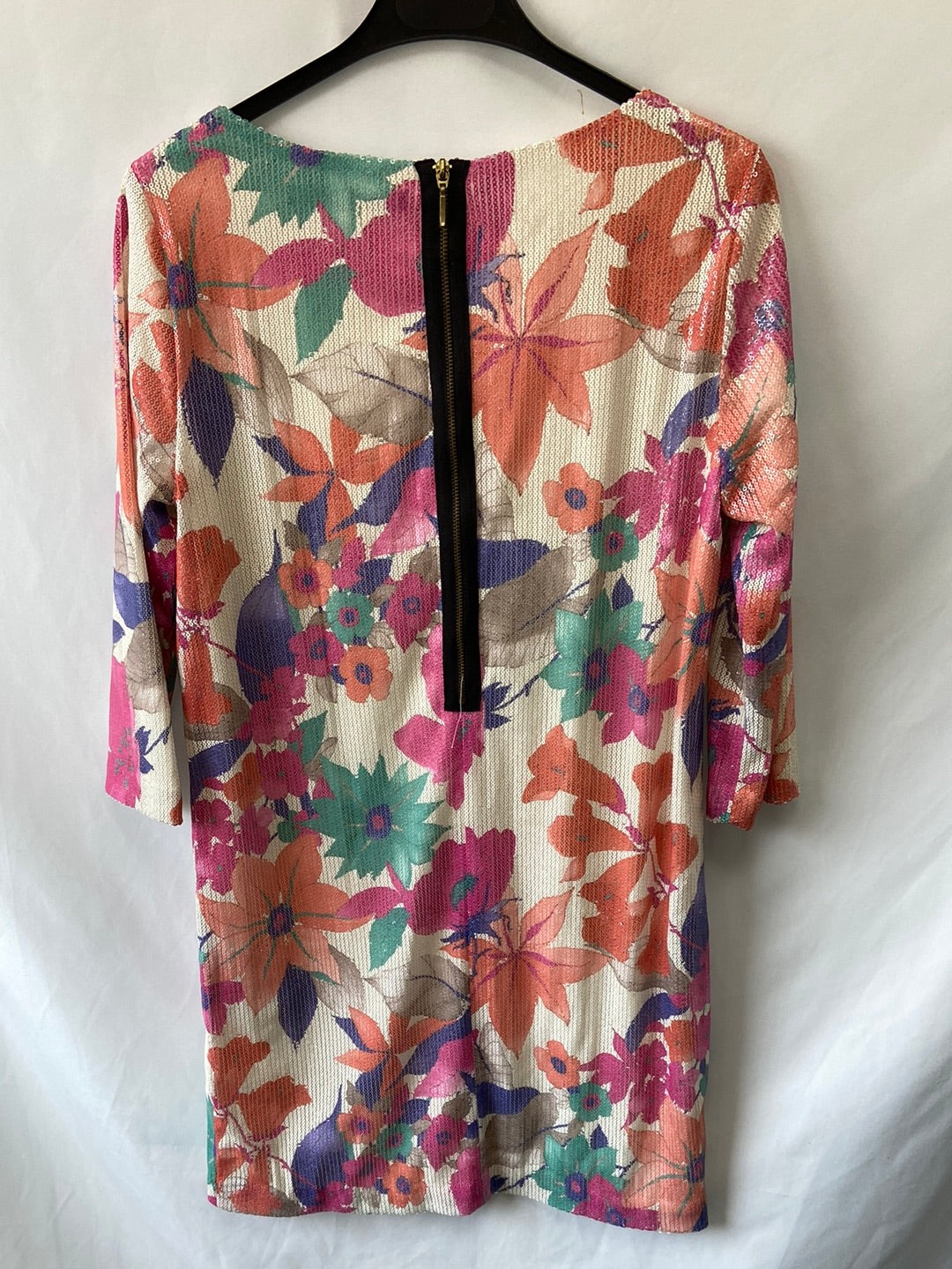 ZARA. Vestido flores lentejuelas  T.s