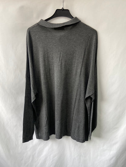 ZARA.Jersey gris polero T.M