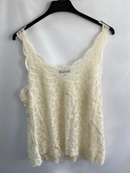 OKEYSI.Top beige encaje T.L