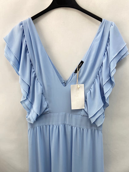 BY CLÉA.Vestido largo azul volantes (36,38 y 40)