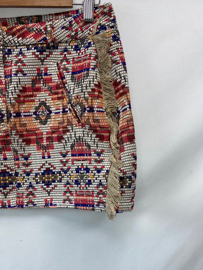 PULL&BEAR.Falda corta étnica flecos T.M