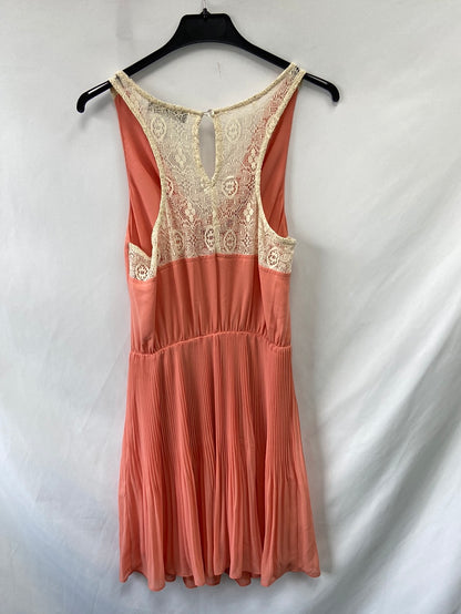 OTRAS.Vestido rosita plisado encaje T.S