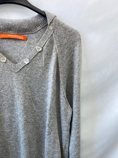 PATCHWORK .Jersey gris con angora T.XL