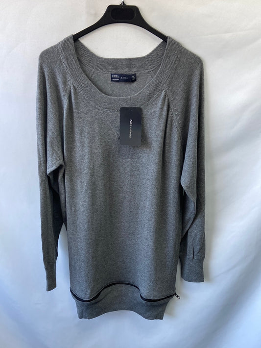 ZARA.Jersey gris cremallera T.m