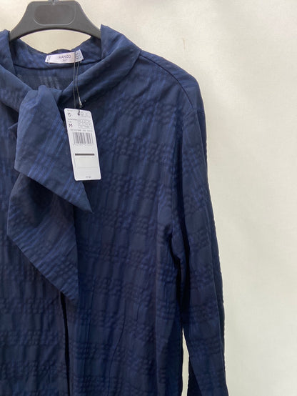MANGO.Camisa azul lazada T.M