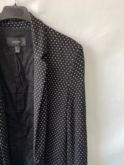 MANGO. Black polka dot blazer TM