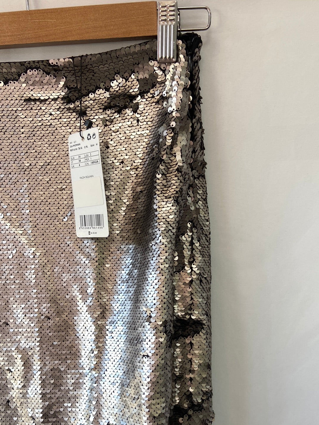MANGO. Falda lentejuelas T.34