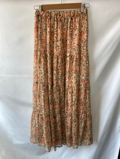 STRADIVARIUS.Falda larga flores T.XS