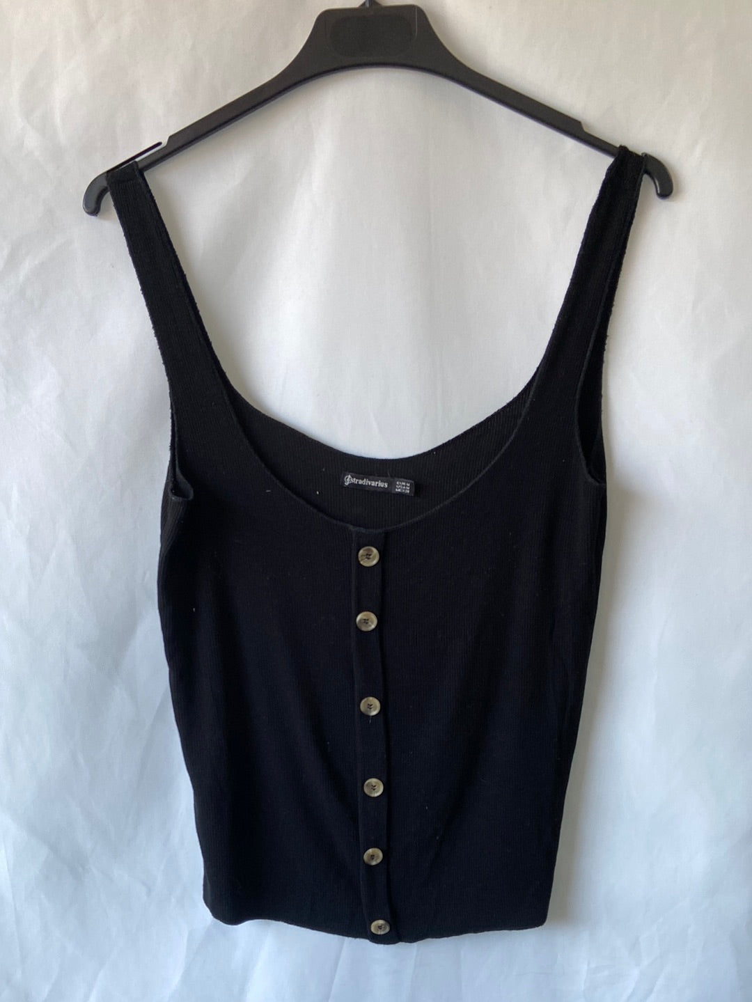 STRADIVARIUS.Camiseta tirantes punto canalé T.M