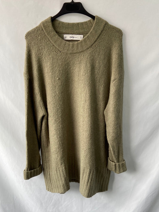 ZARA.Jersey punto verde apagado oversized T.s