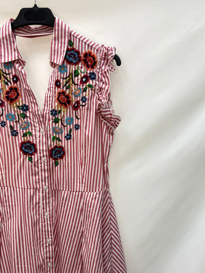 OTRAS.Vestido midi rayas bordado tu (s/m)