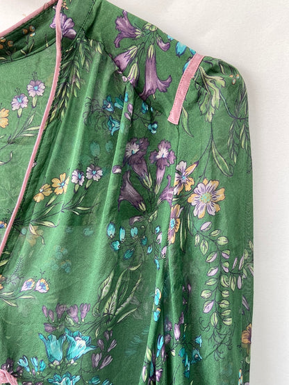 MASSIMO DUTTI.Blusa seda semitransparente T.s