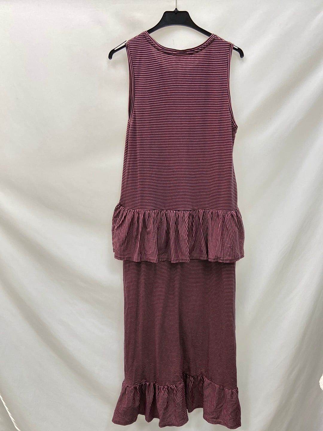 OTRAS.Vestido largo rayas volantes TU (S)