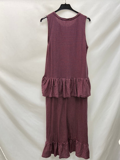 OTRAS.Vestido largo rayas volantes TU (S)