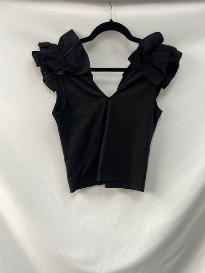 ZARA.Top negro volantes T.s