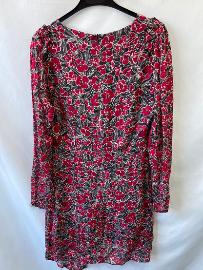 SUNCOO.Vestido gris flores cruzado T.S