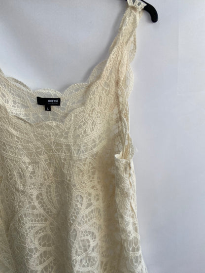 OKEYSI.Top beige encaje T.L