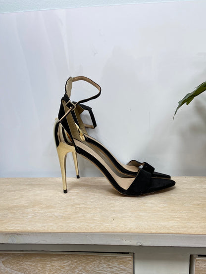 Zapato Negro Tacon Dorado Zara Tacón Sandalia Yute Zara Zara Black