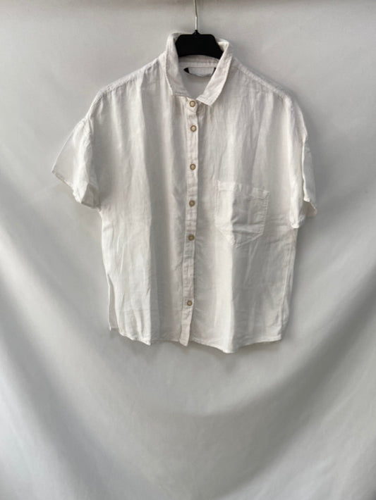 ZARA.Camisa blanca lino T.m (Tara)