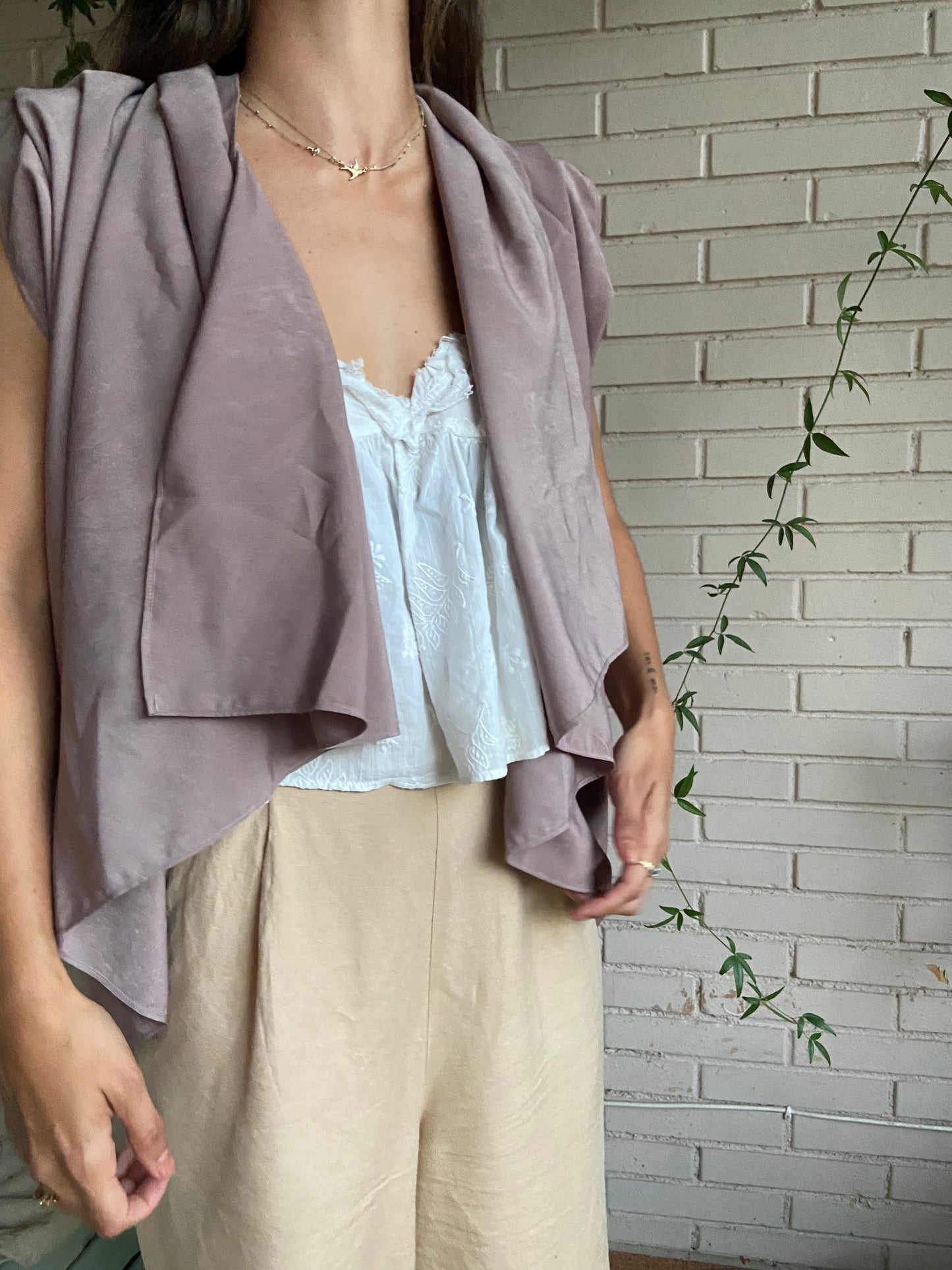 Chaleco fluido picos malva TU (S)