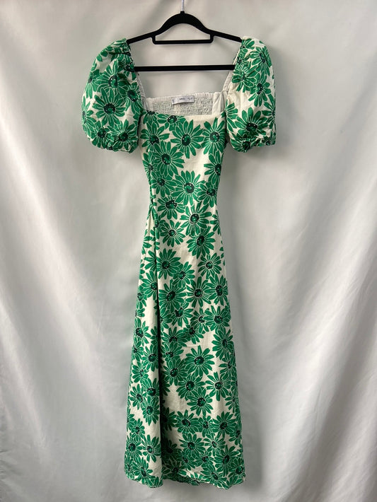 MANGO.Long green floral dress Ts