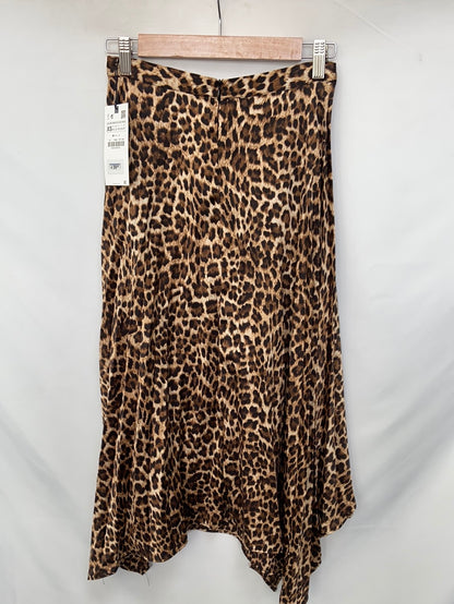 ZARA.Asymmetrical animal print midi skirt T.xs