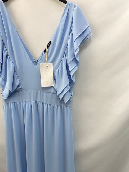 BY CLÉA.Vestido largo azul volantes (36,38 y 40)