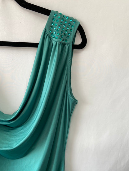 BABY Y PHAT. Top verde espalda fruncida T.l