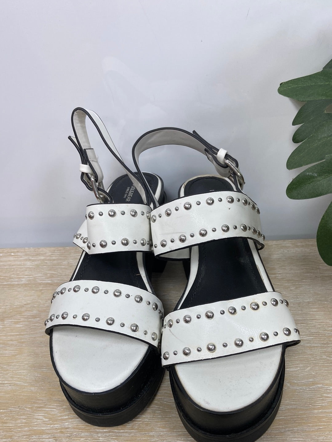 PULL&amp;BEAR. White studded sandals, size 37