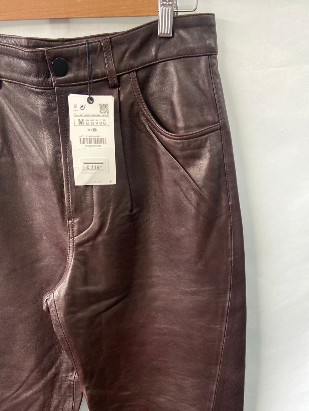ZARA. Brown leather pants TM
