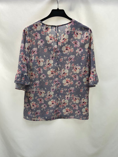 PRIMARK.Blue-grey floral blouse S.38
