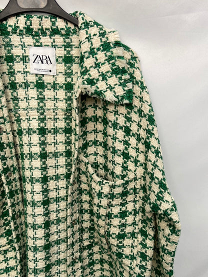 ZARA. Houndstooth tweed coat S.XS