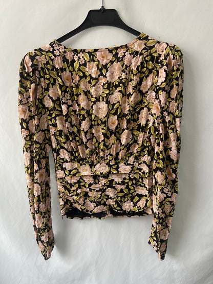 ZARA.Top fruncido flores T.XS