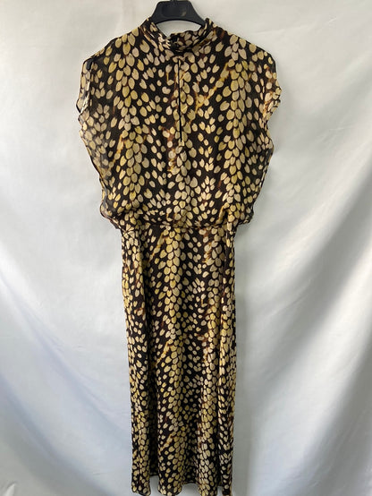 MASSIMO DUTTI.Vestido largo estampado T.36