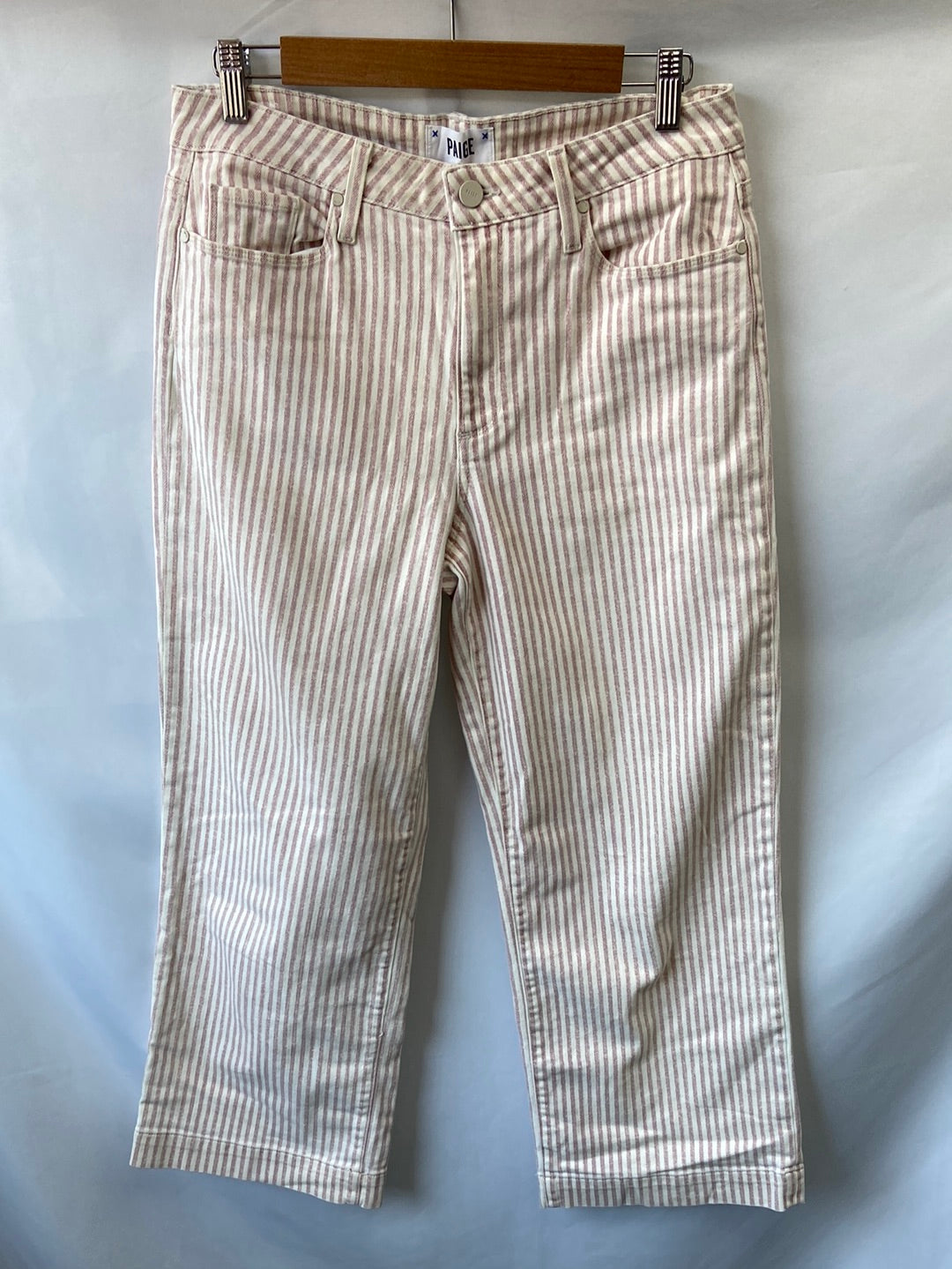 PAIGE. Striped denim pants, size 40