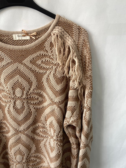 MarketAMICHI.Jersey beige flecos T.L