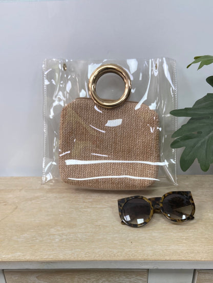 OTHERS. Transparent and raffia handbag