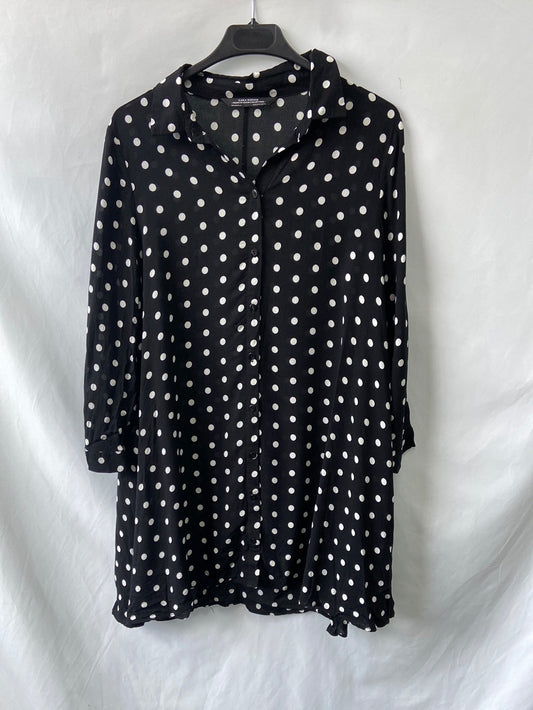ZARA.Vestido/blusa negra lunares T.XS