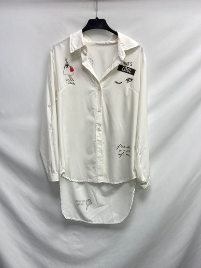 OTRAS. Blusa blanca dibujos T.u(s)